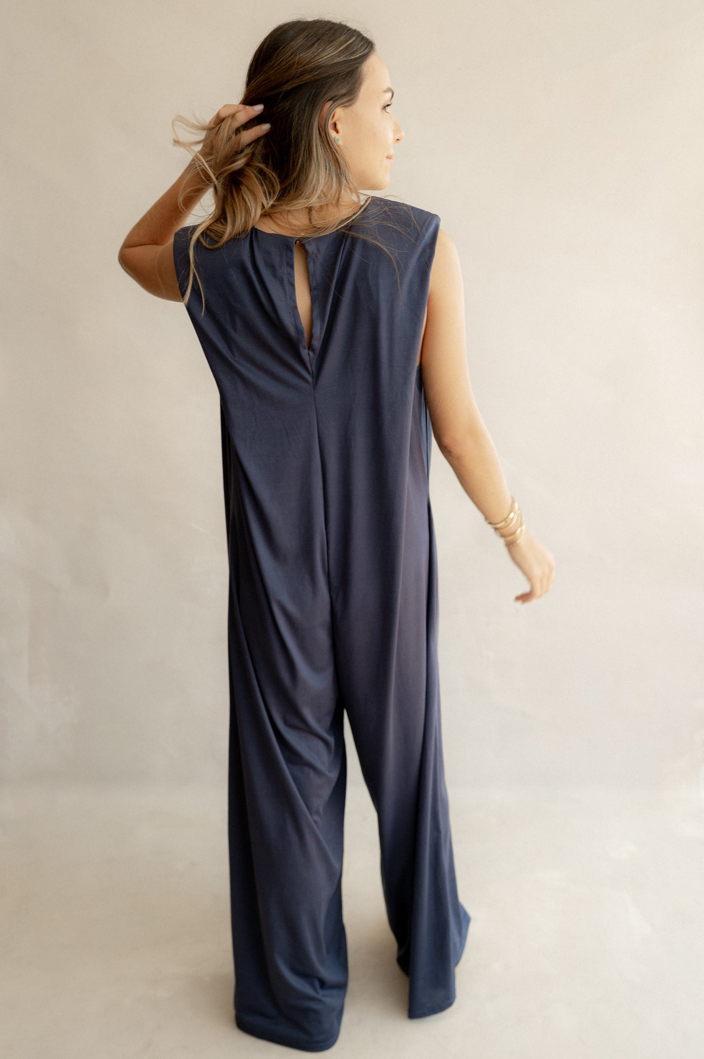 Jumpsuit con hombreras - Azul