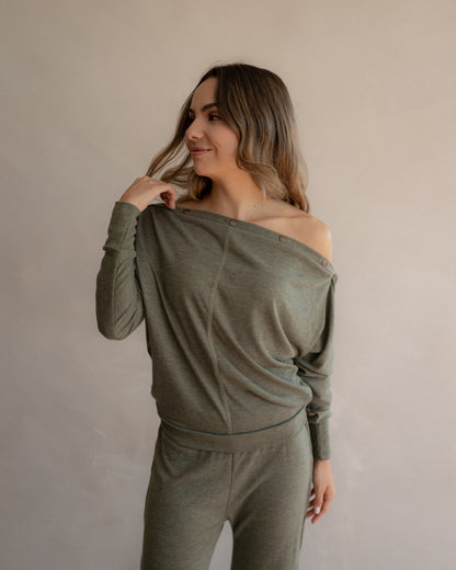 Suéter con botones laterales - Verde