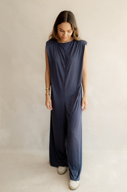 Jumpsuit con hombreras - Azul